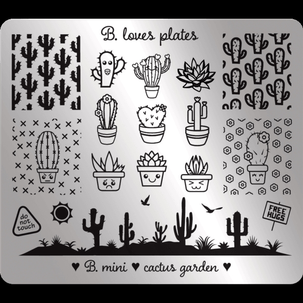 02 Cactus Garden, Mini Stamping Plade, B. Loves Plates